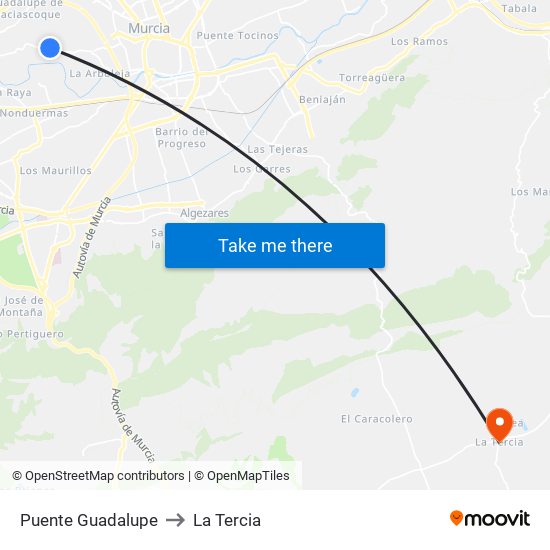 Puente Guadalupe to La Tercia map