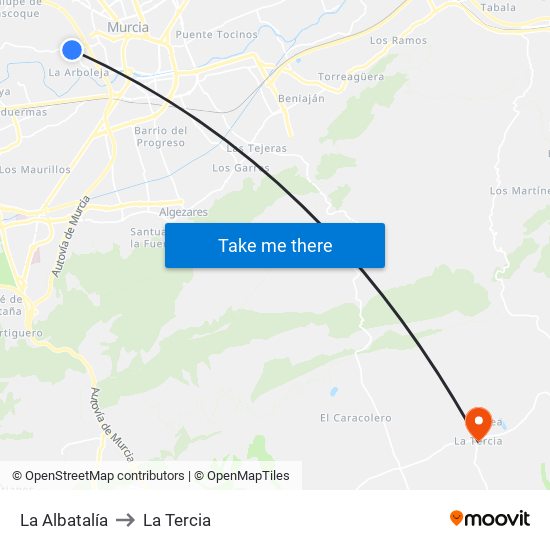 La Albatalía to La Tercia map