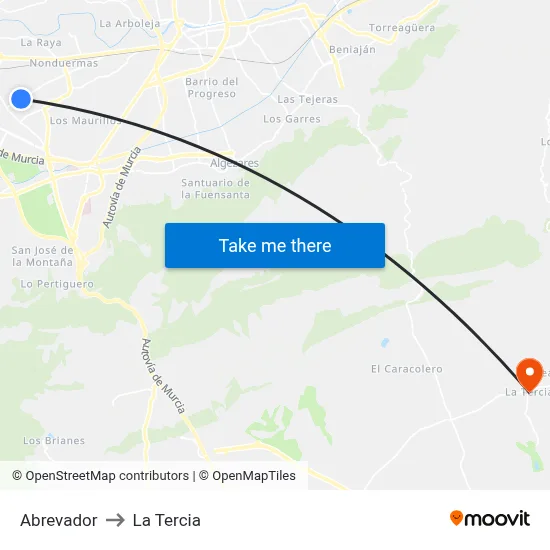 Abrevador to La Tercia map