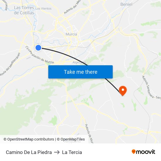 Camino De La Piedra to La Tercia map