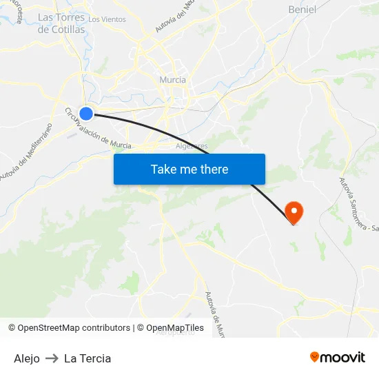Alejo to La Tercia map