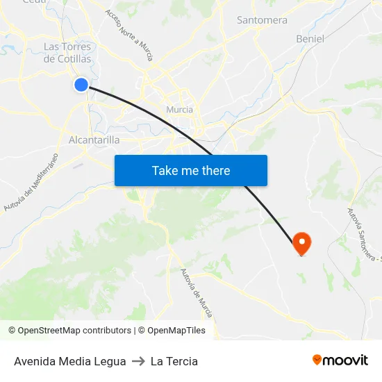 Avenida Media Legua to La Tercia map