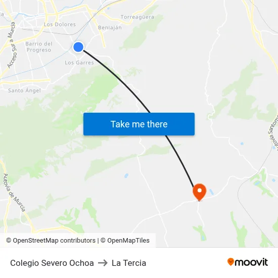 Colegio Severo Ochoa to La Tercia map