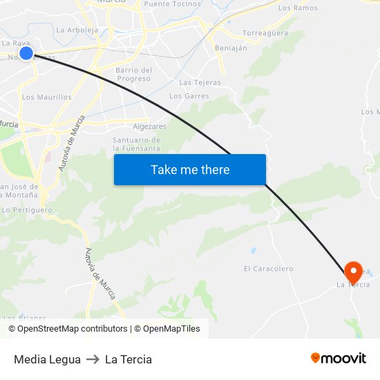 Media Legua to La Tercia map