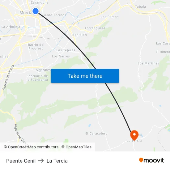 Puente Genil to La Tercia map