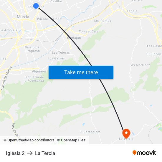 Iglesia 2 to La Tercia map