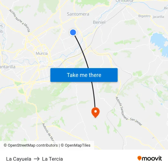 La Cayuela to La Tercia map