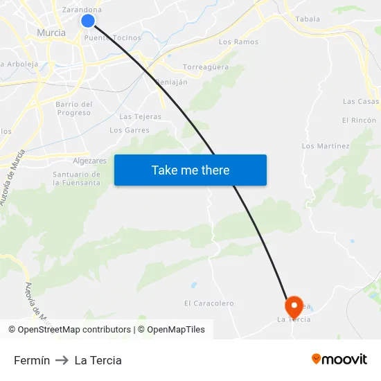 Fermín to La Tercia map