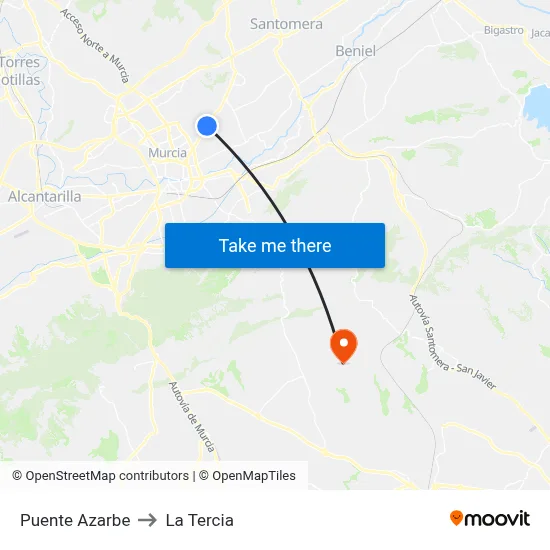 Puente Azarbe to La Tercia map