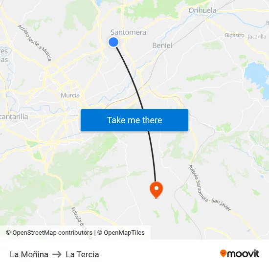 La Moñina to La Tercia map