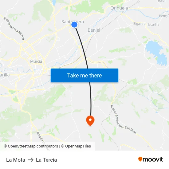 La Mota to La Tercia map