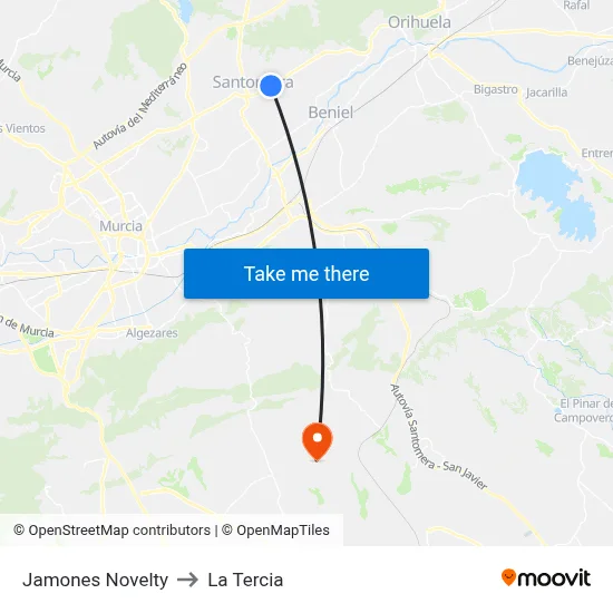 Jamones Novelty to La Tercia map