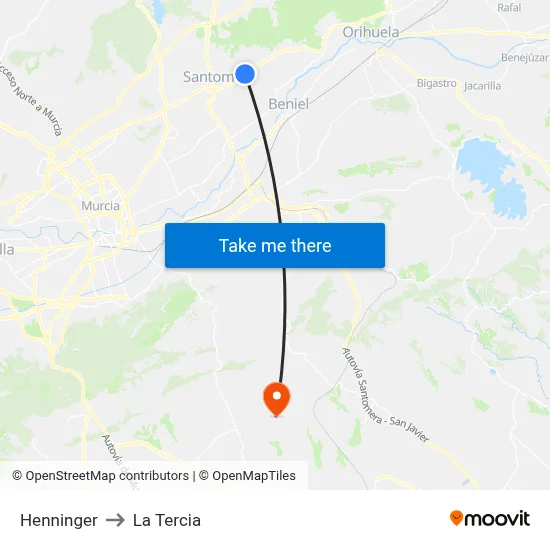 Henninger to La Tercia map