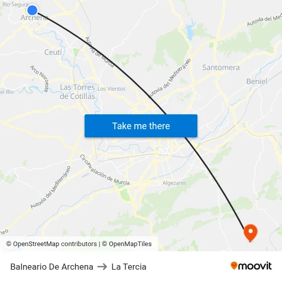 Balneario De Archena to La Tercia map