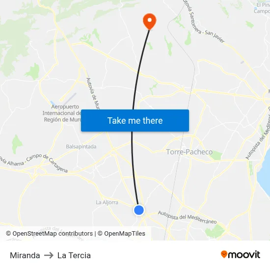 Miranda to La Tercia map