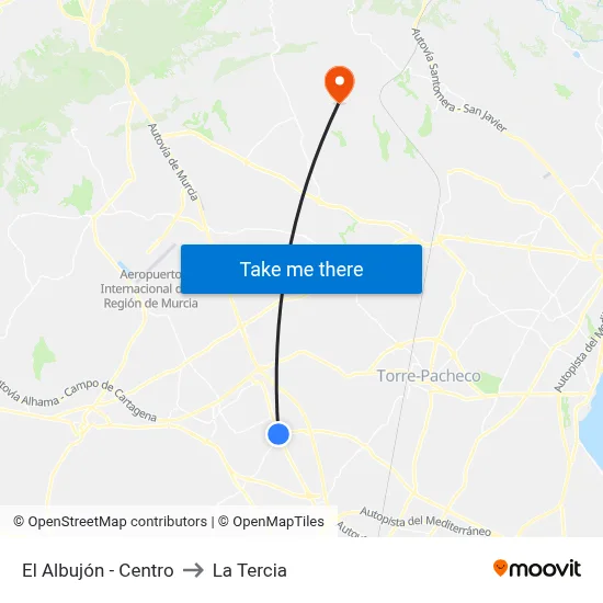 El Albujón - Centro to La Tercia map