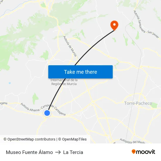 Museo Fuente Álamo to La Tercia map