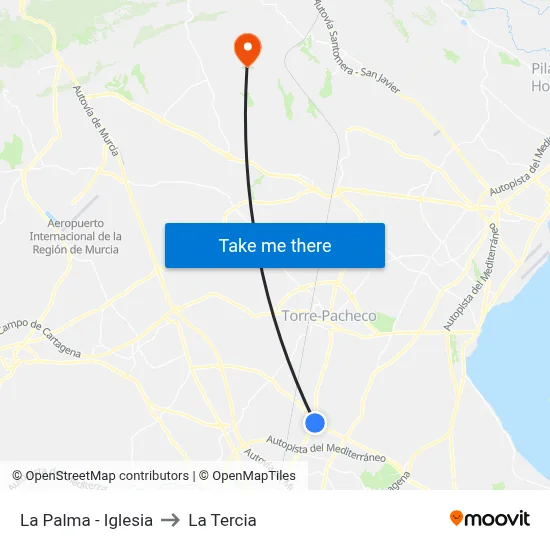La Palma - Iglesia to La Tercia map