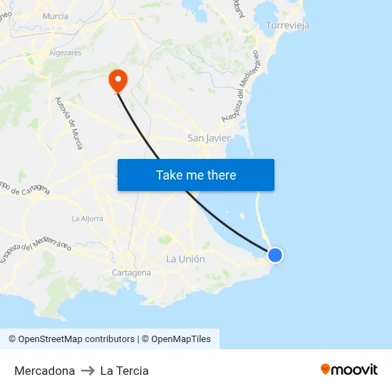 Mercadona to La Tercia map