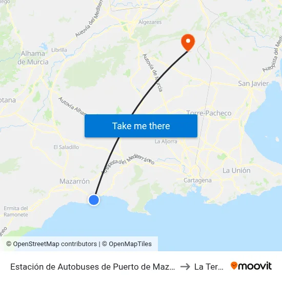 Estación de Autobuses de Puerto de Mazarrón to La Tercia map
