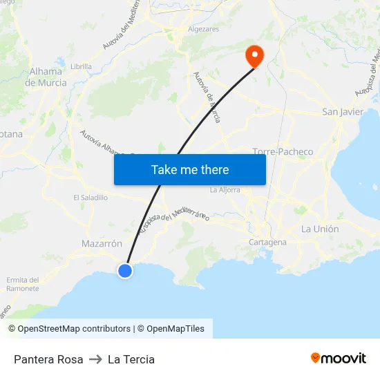 Pantera Rosa to La Tercia map