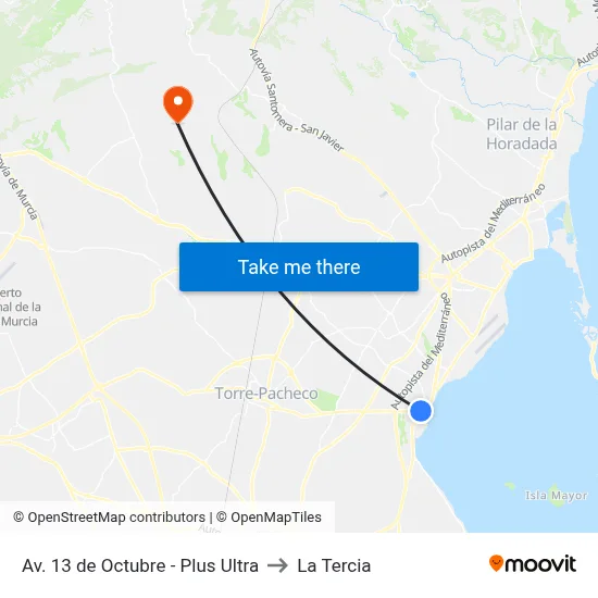 Av. 13 de Octubre - Plus Ultra to La Tercia map
