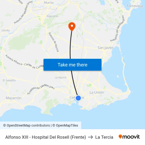 Alfonso XIII - Hospital Del Rosell (Frente) to La Tercia map