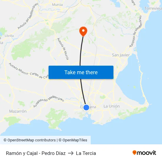 Ramón y Cajal - Pedro Díaz to La Tercia map