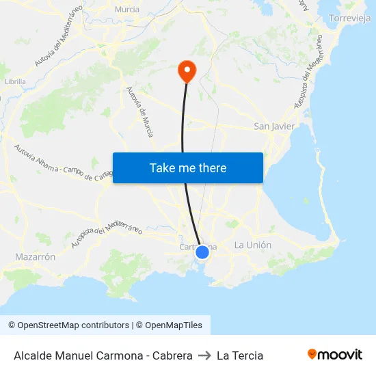 Alcalde Manuel Carmona - Cabrera to La Tercia map