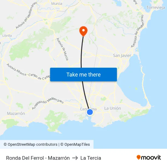 Ronda Del Ferrol - Mazarrón to La Tercia map