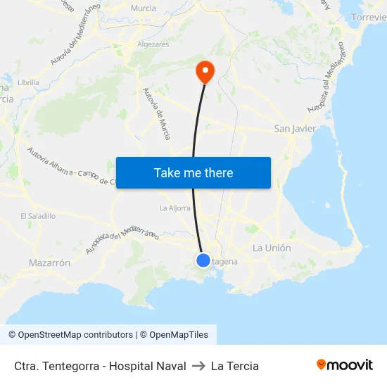 Ctra. Tentegorra - Hospital Naval to La Tercia map