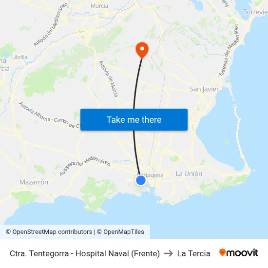 Ctra. Tentegorra - Hospital Naval (Frente) to La Tercia map