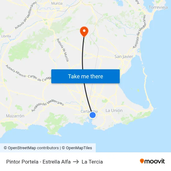 Pintor Portela - Estrella Alfa to La Tercia map