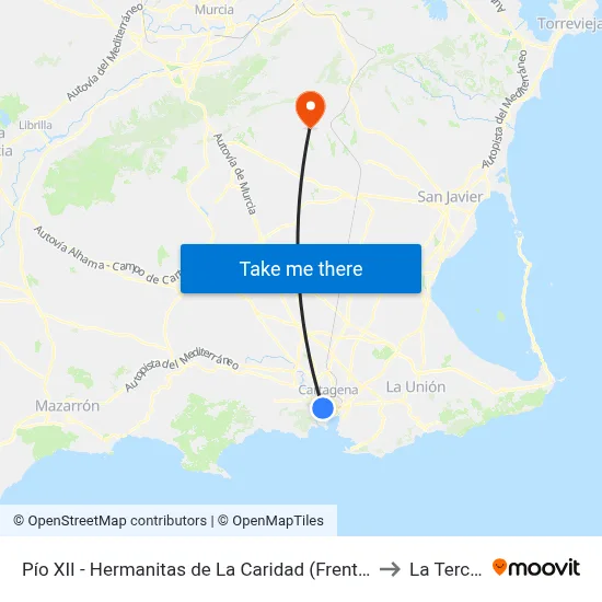 Pío XII - Hermanitas de La Caridad (Frente) to La Tercia map