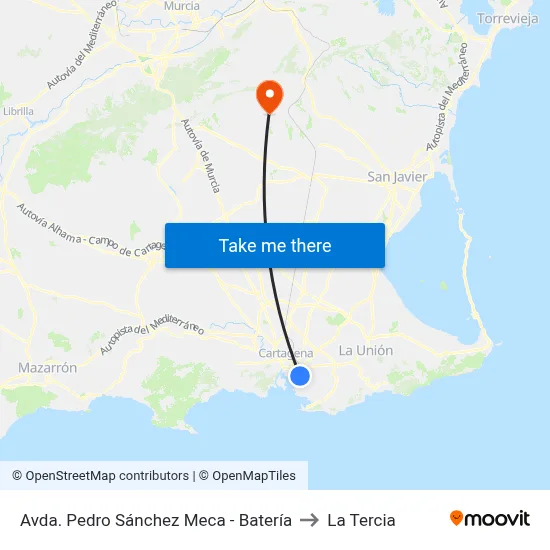 Avda. Pedro Sánchez Meca - Batería to La Tercia map