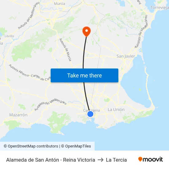 Alameda de San Antón - Reina Victoria to La Tercia map