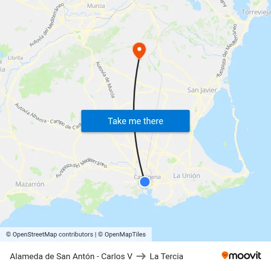 Alameda de San Antón - Carlos V to La Tercia map