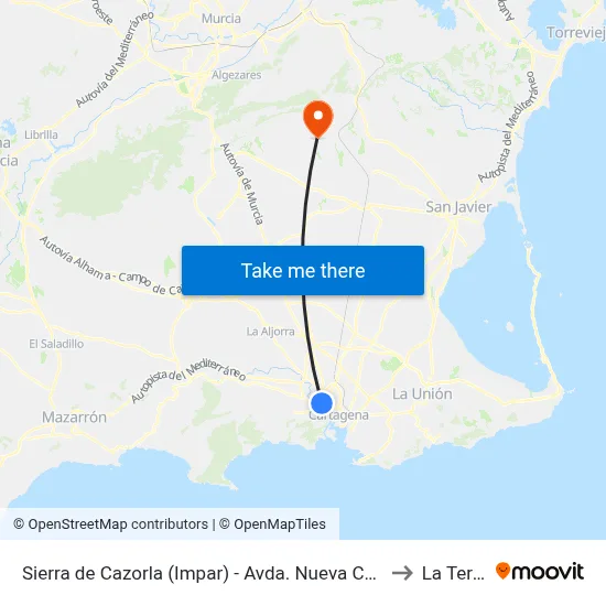 Sierra de Cazorla (Impar) - Avda. Nueva Cartagena to La Tercia map
