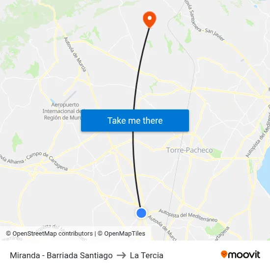 Miranda - Barriada Santiago to La Tercia map