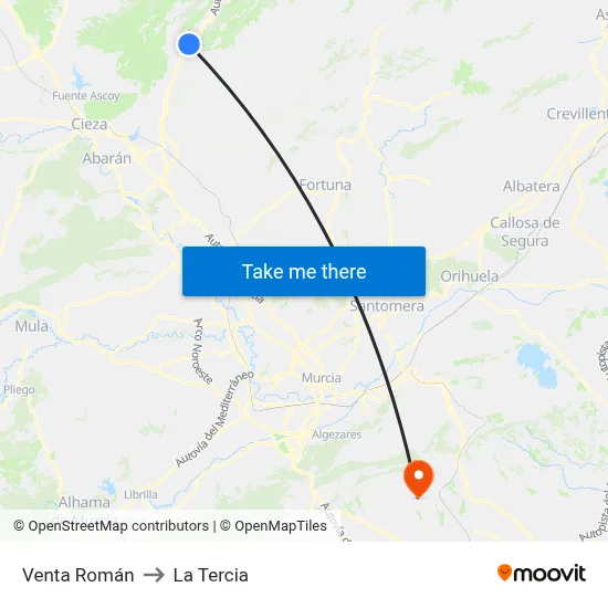 Venta Román to La Tercia map