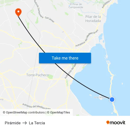 Pirámide to La Tercia map