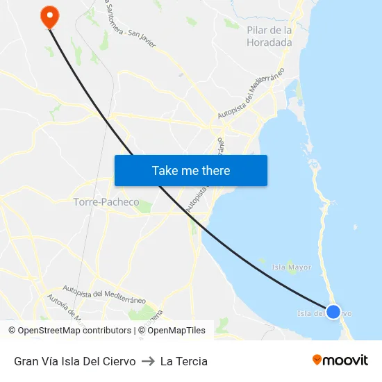 Gran Vía Isla Del Ciervo to La Tercia map