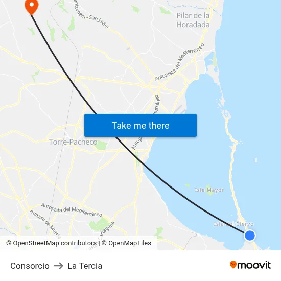 Consorcio to La Tercia map