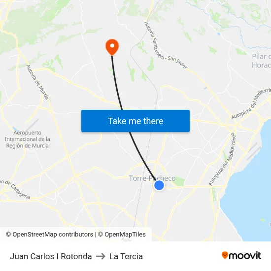 Juan Carlos I Rotonda to La Tercia map