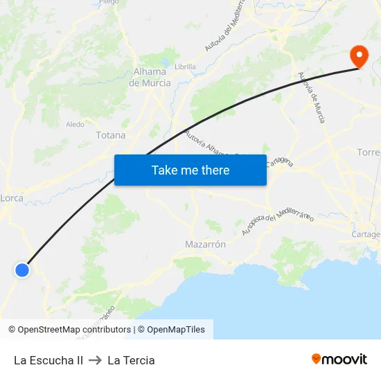 La Escucha II to La Tercia map