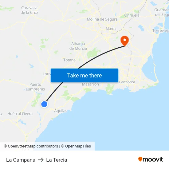 La Campana to La Tercia map