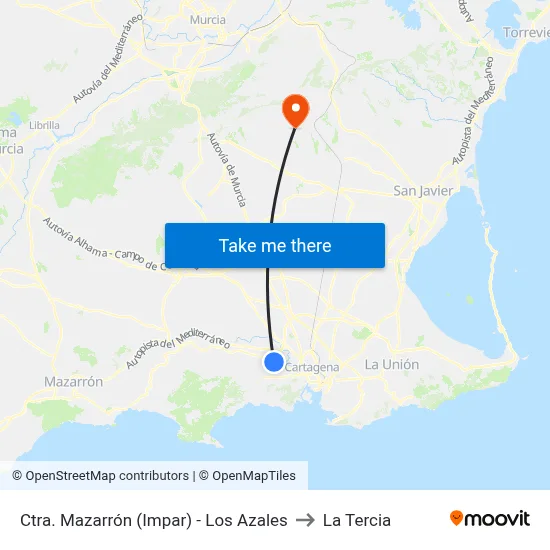 Ctra. Mazarrón (Impar) - Los Azales to La Tercia map