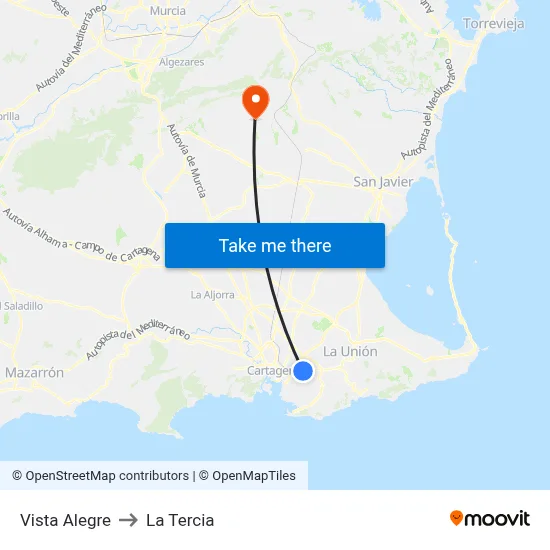 Vista Alegre to La Tercia map