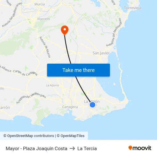 Mayor - Plaza Joaquín Costa to La Tercia map