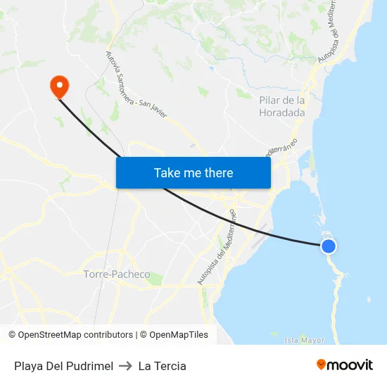 Playa Del Pudrimel to La Tercia map